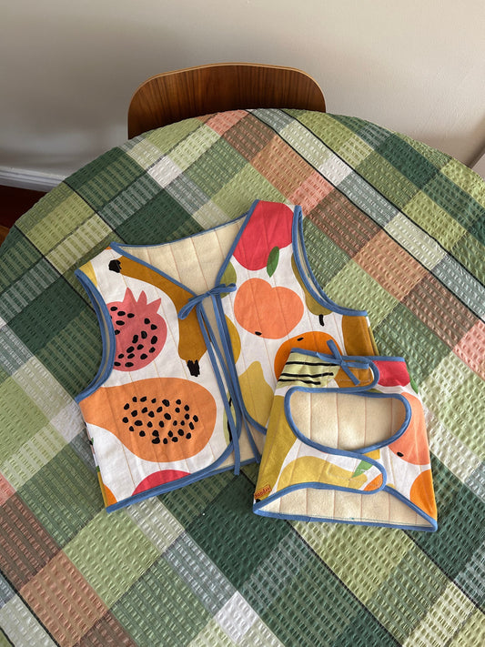 I made the cutest matching quilted vests for me and my dogs from completely from upcycled materials!