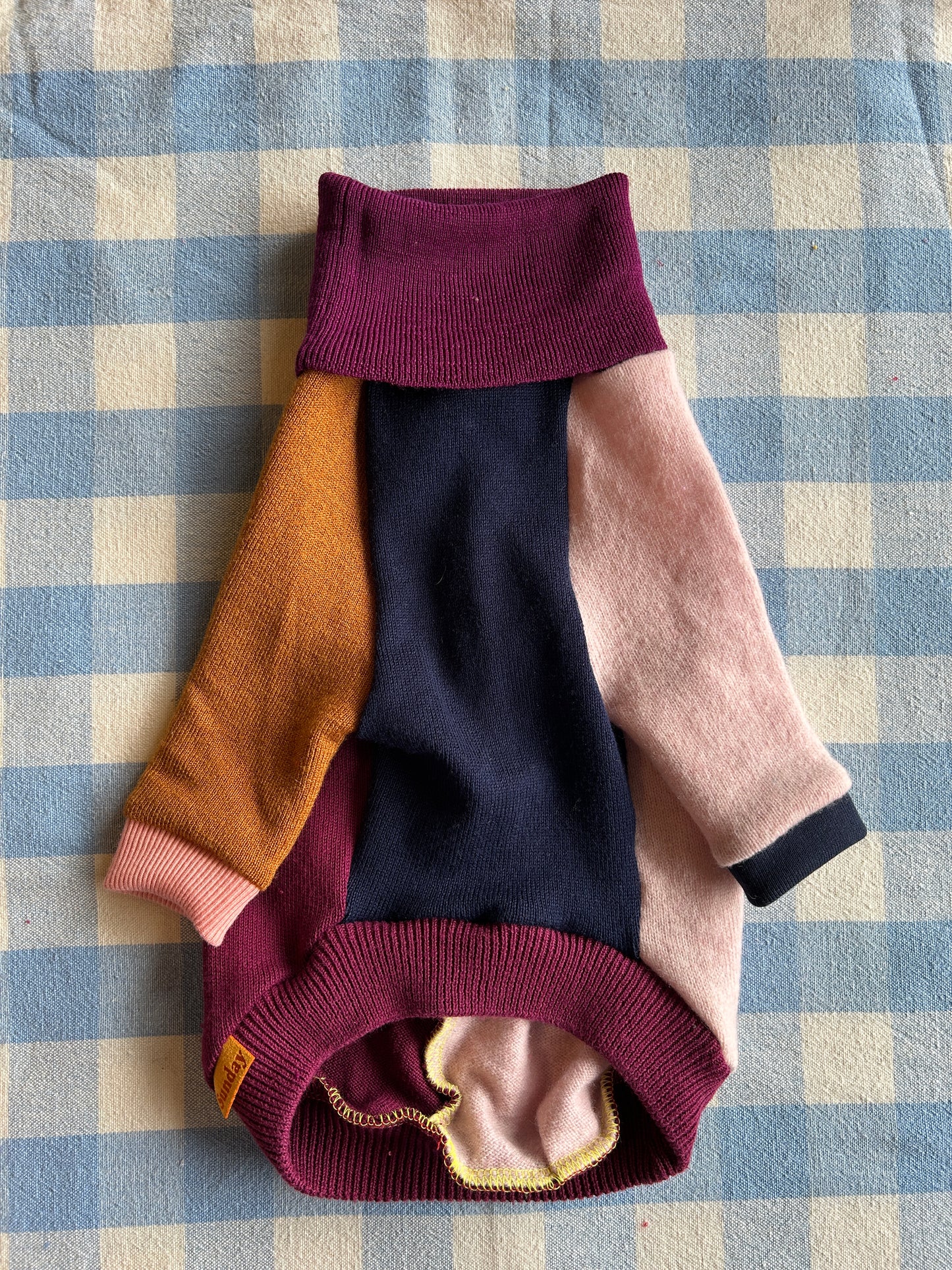 Size S, Patchwork Turtleneck - Woody Berry