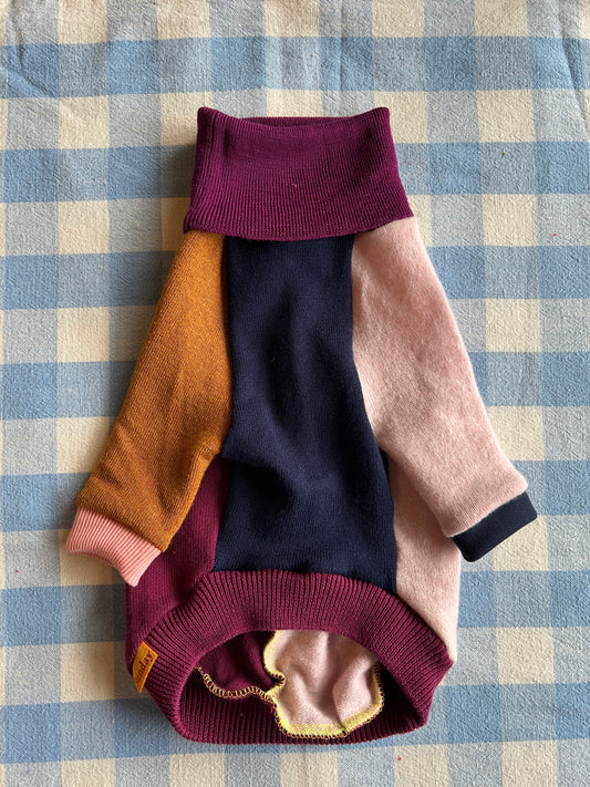 Size S, Patchwork Turtleneck - Woody Berry