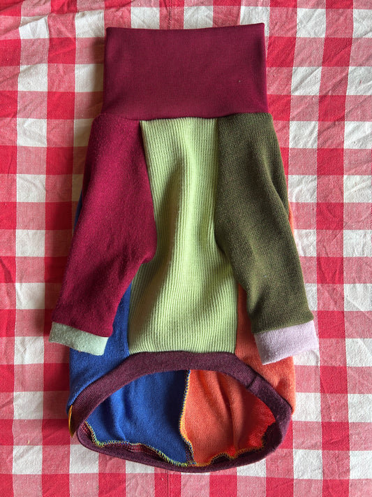 Size S, Patchwork Turtleneck - Peachy Blue