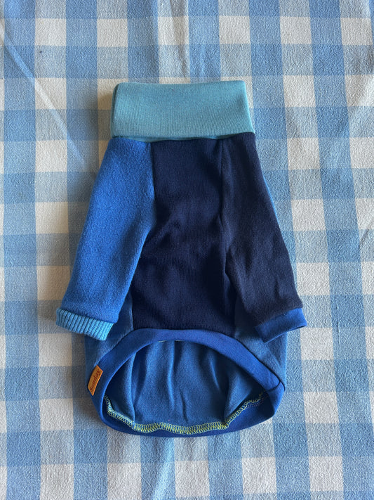 Size S, Patchwork Turtleneck - Blueberry