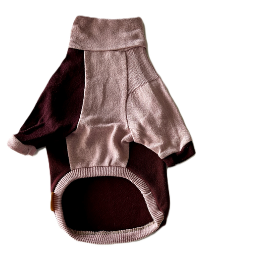 Size XXS, Turtleneck Patchwork - Mulberry