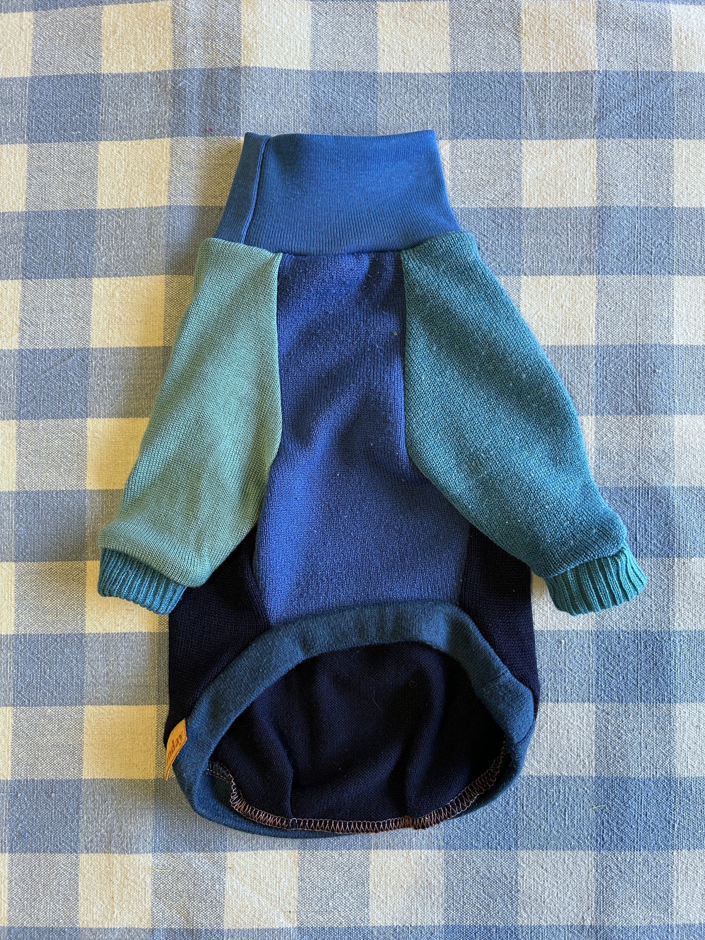 Size XXS, Turtleneck Patchwork - Icy Blue