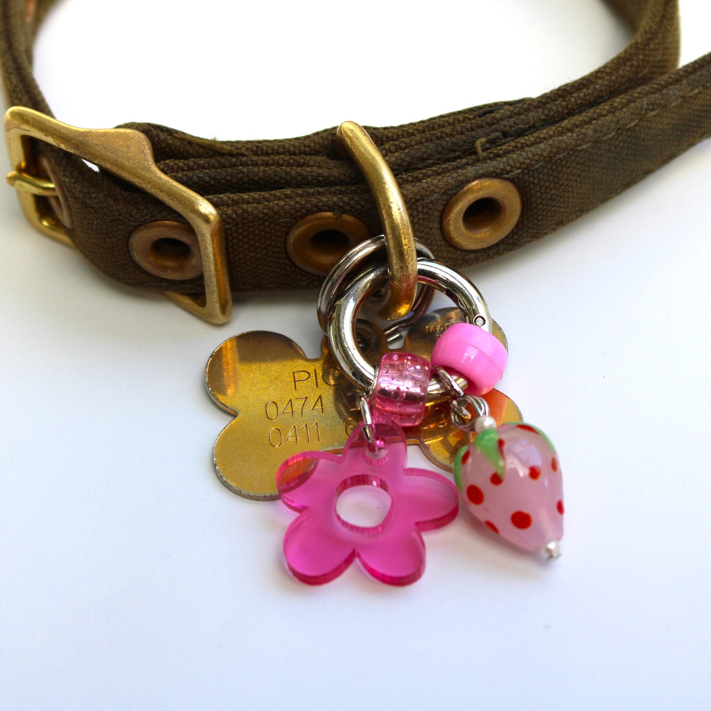 Pet Collar Charm - Pink Strawberry